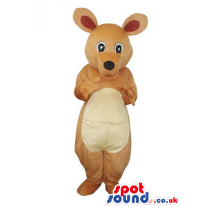 Brown And Beige Mouse Plush Mascot With A Round Black Nose -