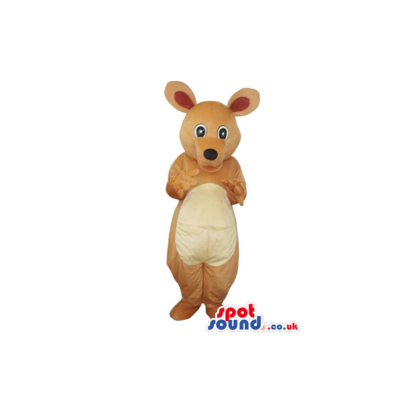 Brown And Beige Mouse Plush Mascot With A Round Black Nose -