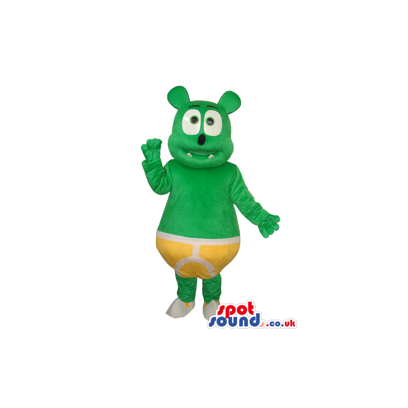 Fantasy Green Teddy Bear Plush Mascot Wearing Yellow Briefs -