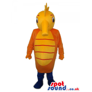 Customizable Orange And Yellow Plush Seahorse Mascot - Custom