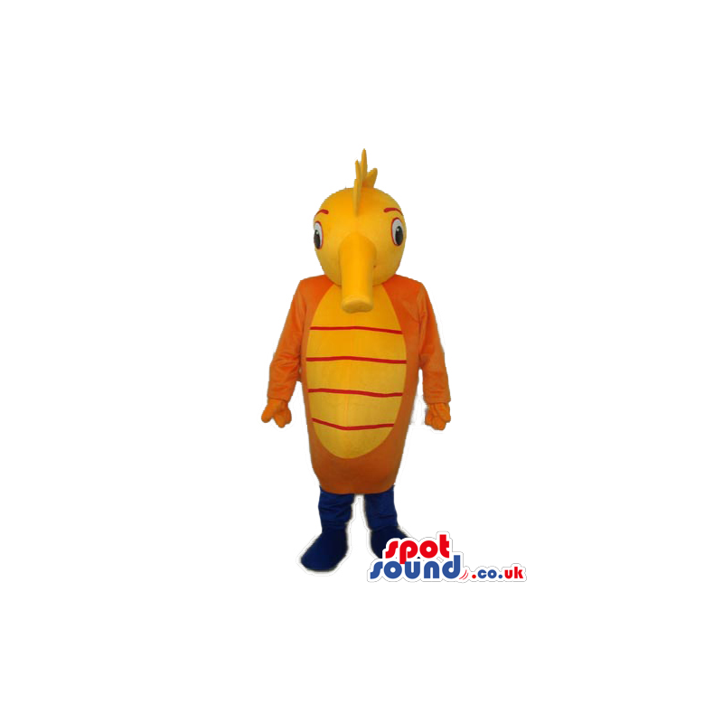 Customizable Orange And Yellow Plush Seahorse Mascot - Custom