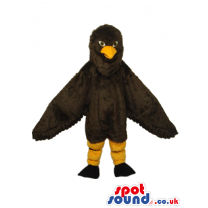 All Dark Brown Bird Plush Mascot With A Yellow Beak - Custom