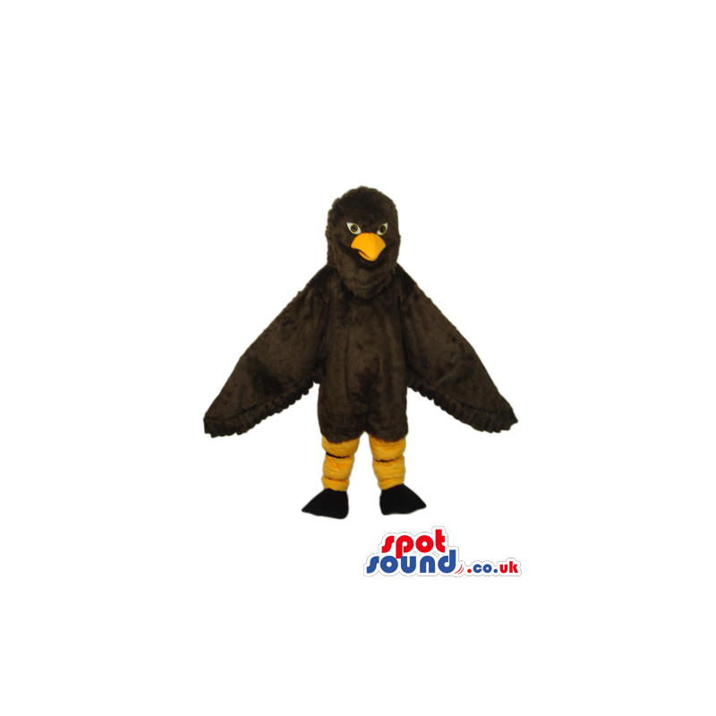 All Dark Brown Bird Plush Mascot With A Yellow Beak - Custom
