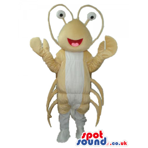 Beige And White Lobster Plush Mascot With Funny Eyes - Custom
