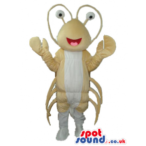 Beige And White Lobster Plush Mascot With Funny Eyes - Custom