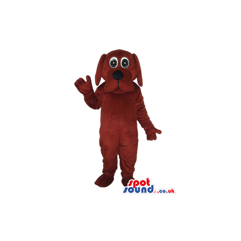 Cartoon Cute Dark Brown Dog Plush Mascot With Round Eyes -