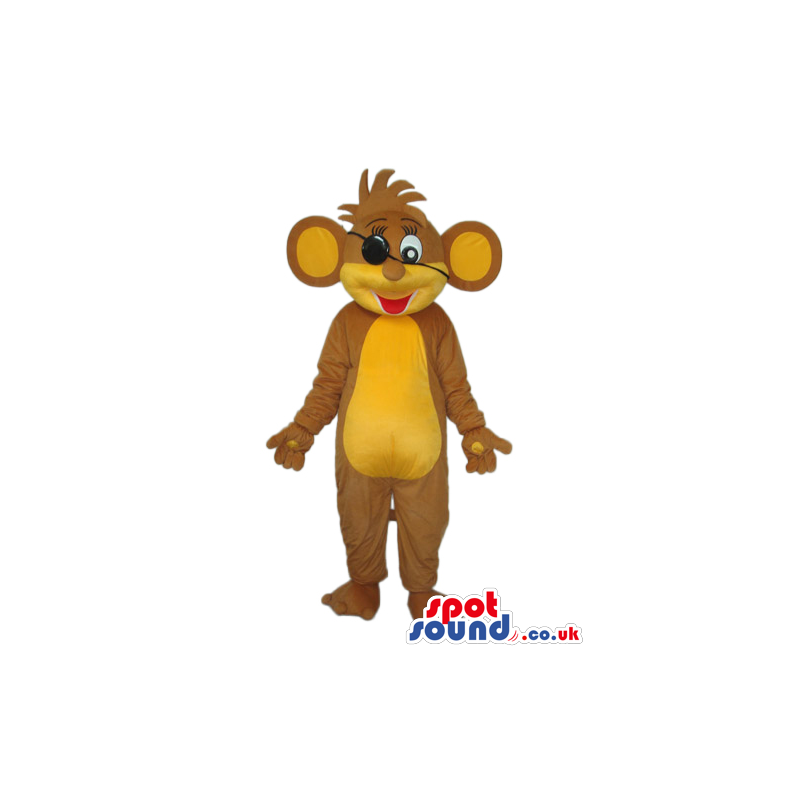 Brown And Yellow Mouse Plush Mascot With An Eye Patch - Custom