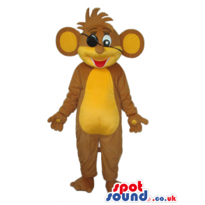 Brown And Yellow Mouse Plush Mascot With An Eye Patch - Custom