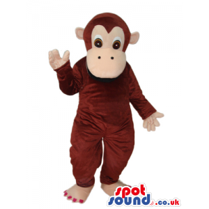 Fantasy Brown Monkey Plush Mascot With A Beige Face - Custom