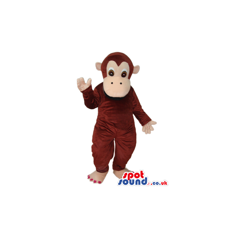 Fantasy Brown Monkey Plush Mascot With A Beige Face - Custom