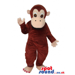 Fantasy Brown Monkey Plush Mascot With A Beige Face - Custom