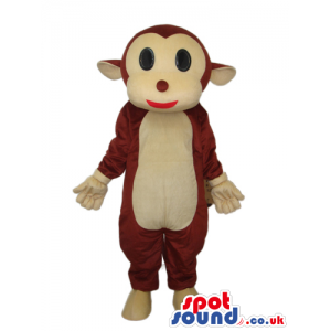 Fantasy Cartoon Brown Monkey Plush Mascot With A Beige Face -