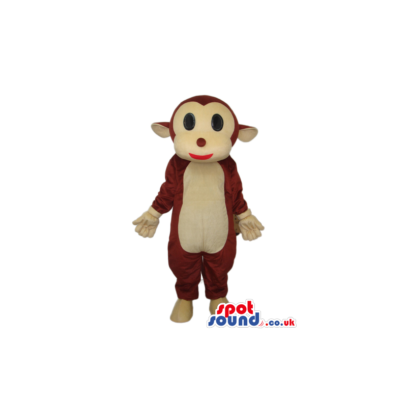 Fantasy Cartoon Brown Monkey Plush Mascot With A Beige Face -