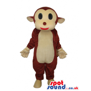 Fantasy Cartoon Brown Monkey Plush Mascot With A Beige Face -