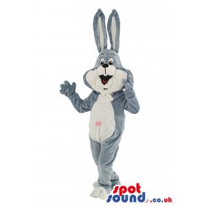 Bugs bunny mascot with his open mouth giving a surprise look -