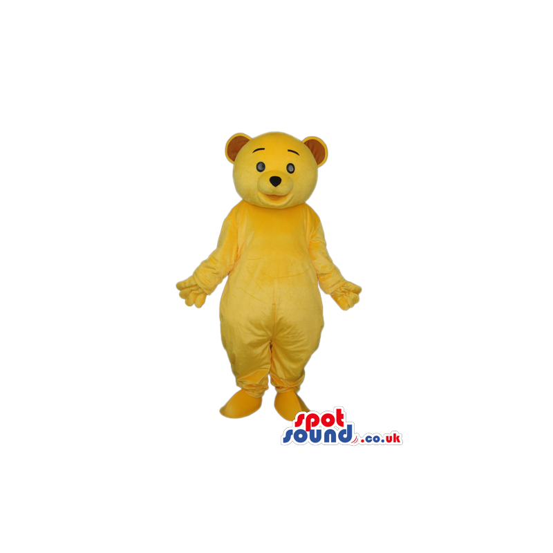 Cute Flashy Yellow Teddy Bear Plush Mascot With Brown Ears -