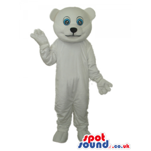 Plain All White Bear Plush Mascot With Roung Blue Eyes - Custom