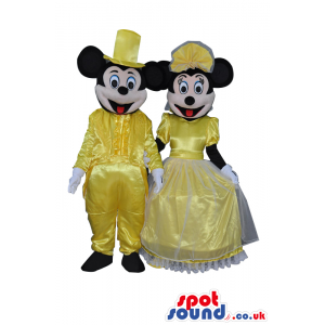 Mickey And Minnie Mouse Disney Characters Wearing Yellow
