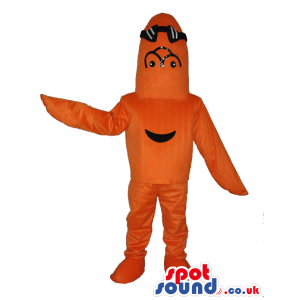 Orange Fish Plush Mascot With Black Swimming Goggles - Custom