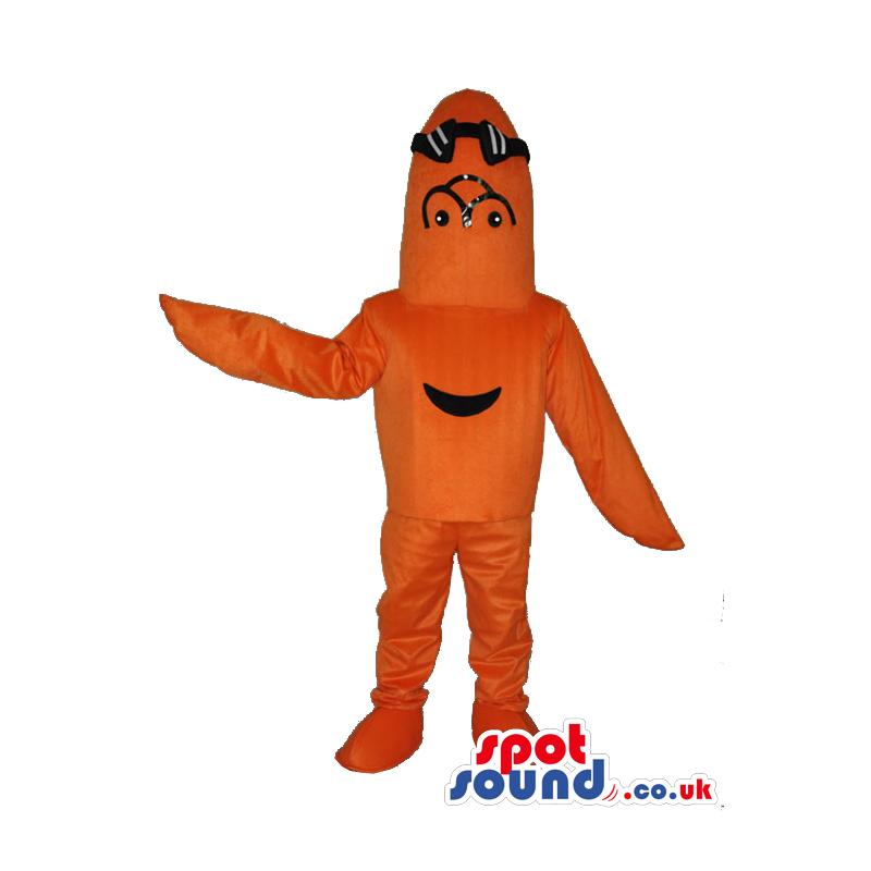 Orange Fish Plush Mascot With Black Swimming Goggles - Custom