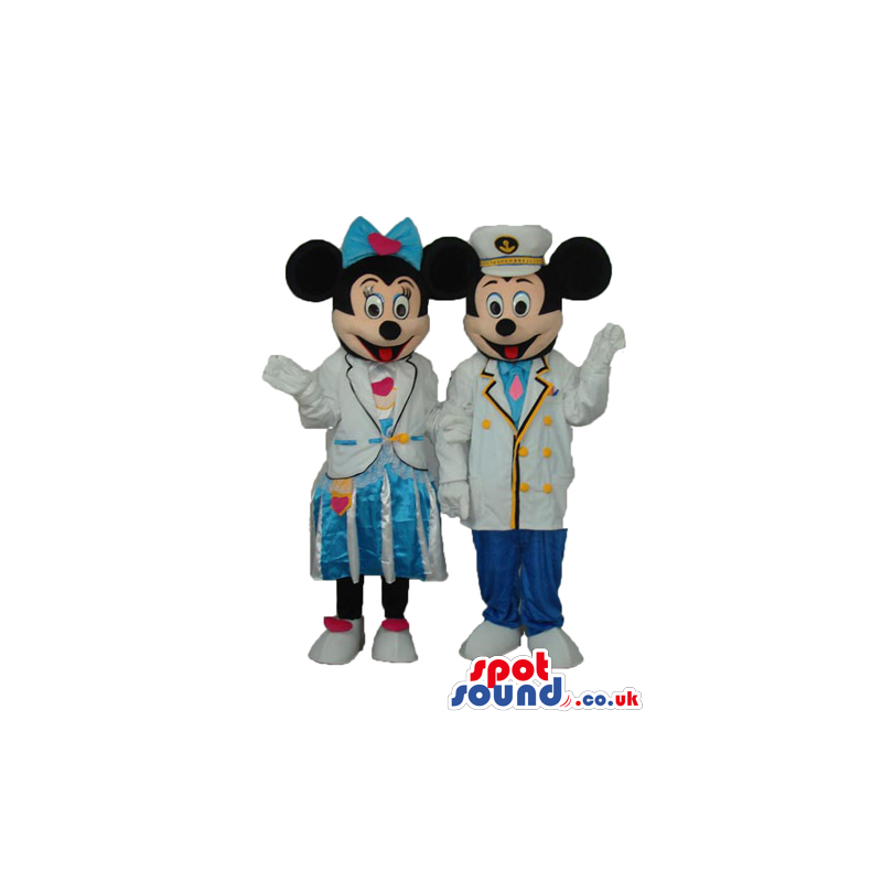Mickey And Minnie Mouse Disney Couple Wearing Pilot Clothes -