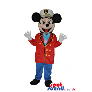 Mickey Mouse Disney Character Wearing Red Pilot Uniform -
