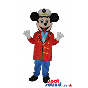 Mickey Mouse Disney Character Wearing Red Pilot Uniform -