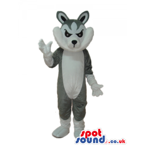 Grey Angry Rabbit Animal Plush Mascot With White Belly - Custom