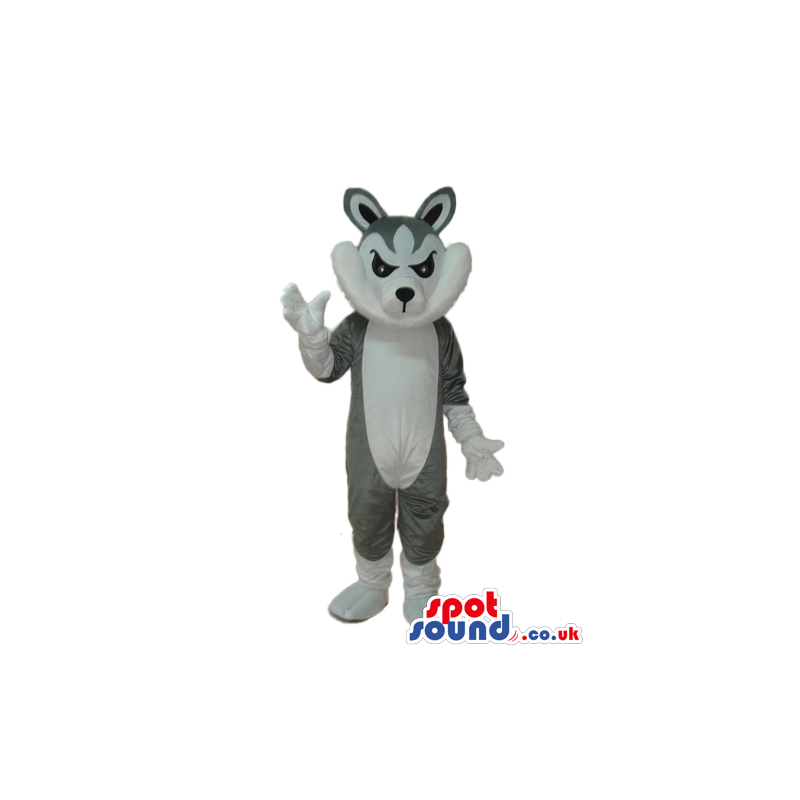 Grey Angry Rabbit Animal Plush Mascot With White Belly - Custom