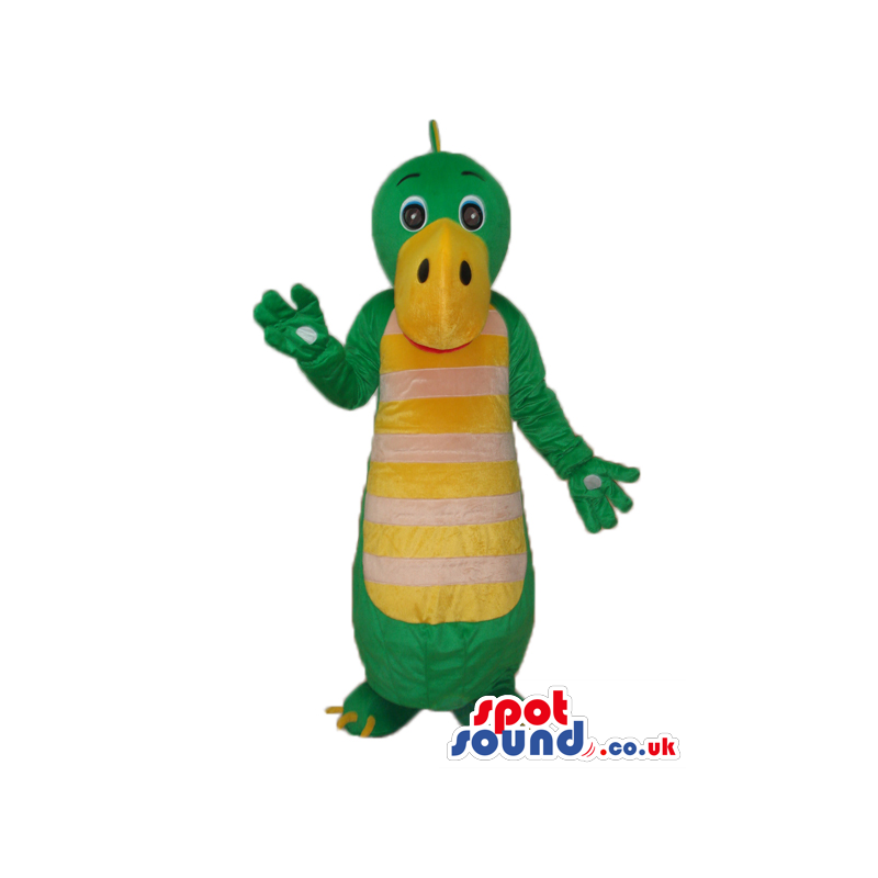 Cute Green Alligator Plush Mascot With Yellow Belly With