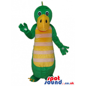 Cute Green Alligator Plush Mascot With Yellow Belly With