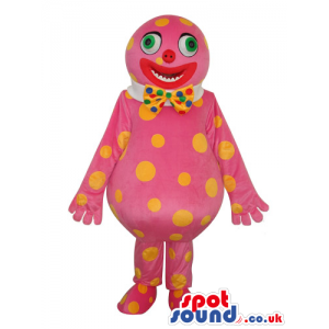 Pink Clown Creature Plush Mascot With Yellow Dots - Custom