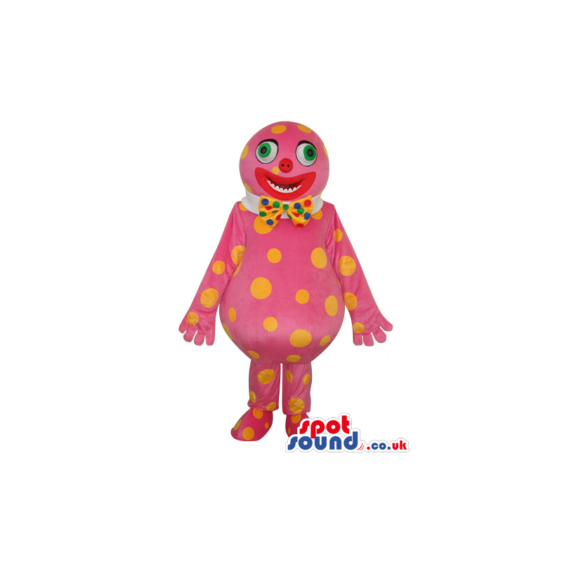 Pink Clown Creature Plush Mascot With Yellow Dots - Custom