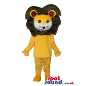 Fantasy Cute Yellow Lion Animal Plush Mascot With Big Hair -