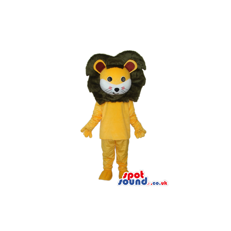 Fantasy Cute Yellow Lion Animal Plush Mascot With Big Hair -