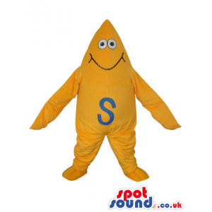 Cool Yellow Fish Plush Mascot With A Big Letter S - Custom