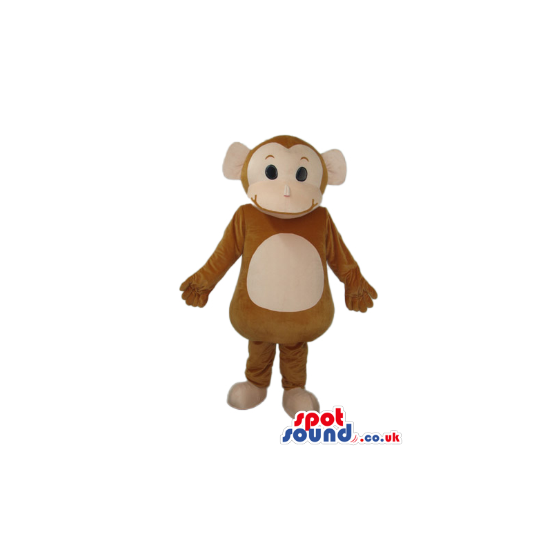 Cute Brown Monkey Animal Plush Mascot With Beige Belly - Custom