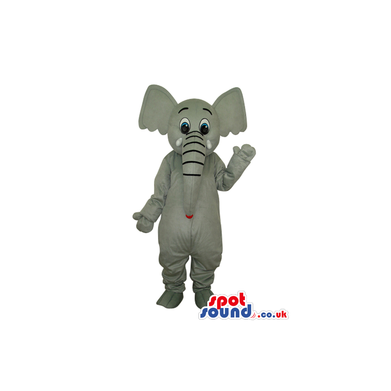 Cartoon Grey Elephant Plush Mascot With Long Trunk - Custom