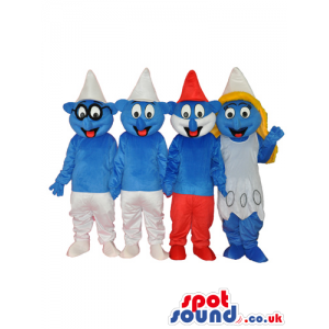 The Smurfs Blue Character Tv Cartoon Mascot Group Of Four -