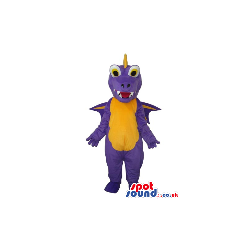 Purple Dragon Plush Mascot With Round Eyes And Yelllow Belly -