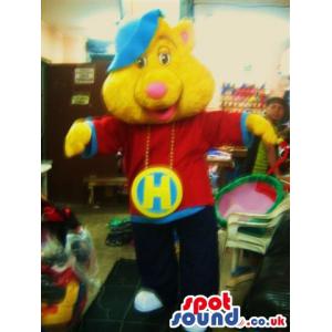 Chipmunks mascot with his wings open and happy as always -