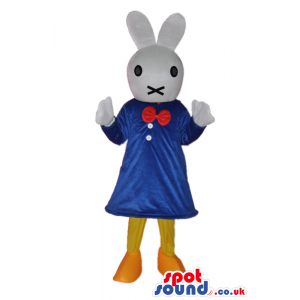 Miffy It Rabbit Cartoon Story Character Mascot With Blue Dress