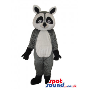 Cute Grey And Black Raccoon Plush Mascot With Grey Eyes -