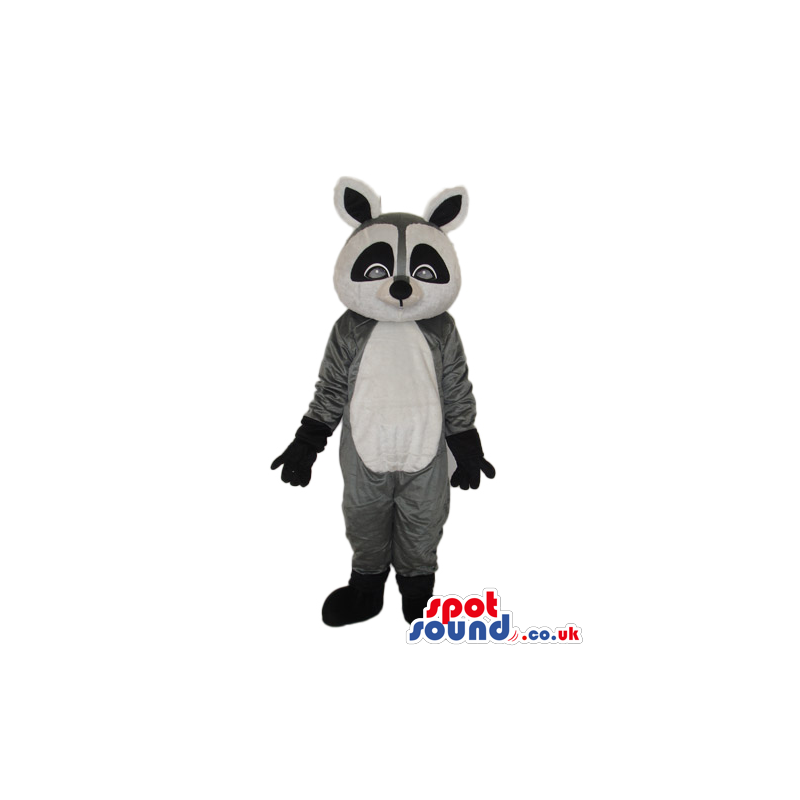 Cute Grey And Black Raccoon Plush Mascot With Grey Eyes -