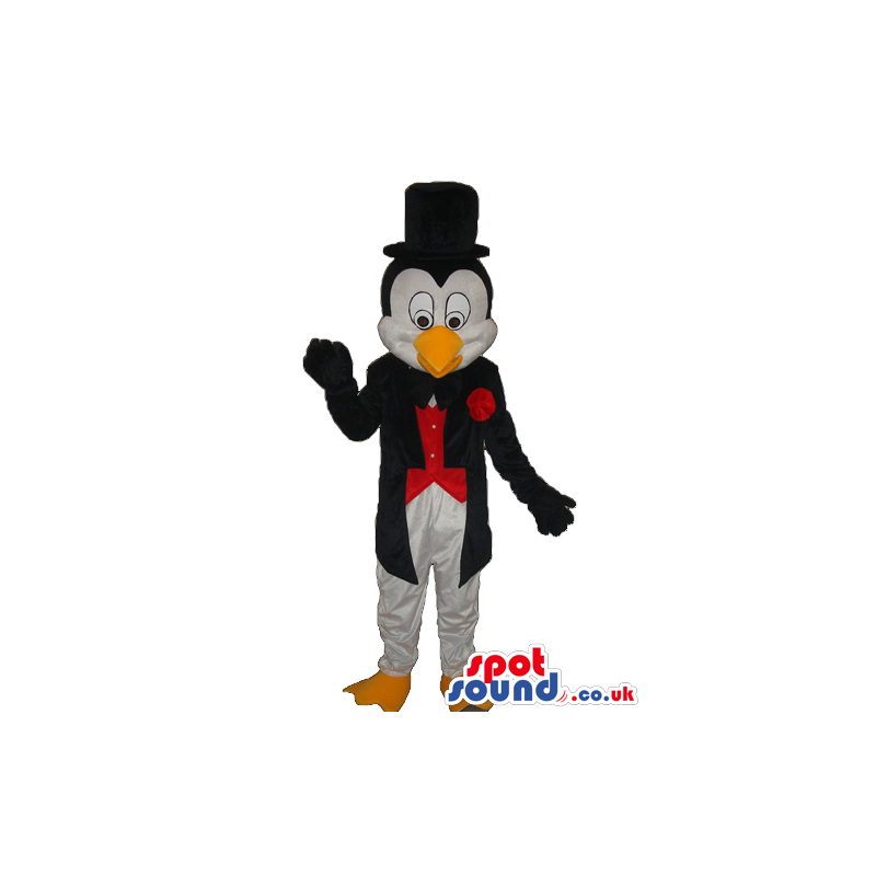 Penguin Animal Plush Mascot Wearing Elegant Clothes And Top Hat