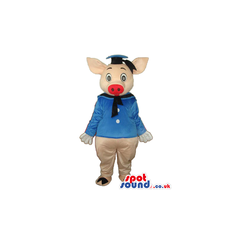 Three Pigs Cartoon Character Plush Mascot With Blue Garments -