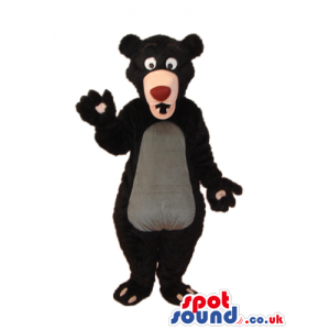 Black Bear Animal Plush Mascot With A Grey Belly And Red Nose -