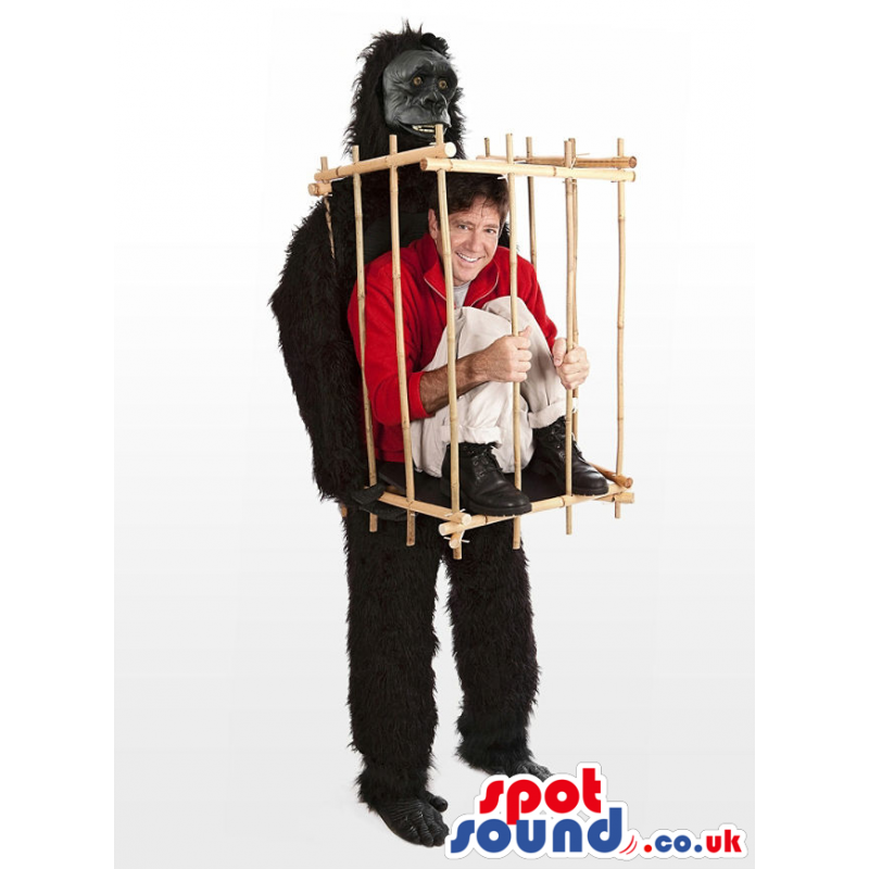 Amazing Black Gorilla With A Cage Mascot Or Disguise - Custom