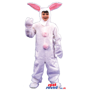 Cute White Easter Bunny Children Size Plush Costume - Custom