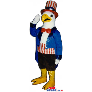 American Eagle Uncle Sam Plush Mascot Wearing American Flag